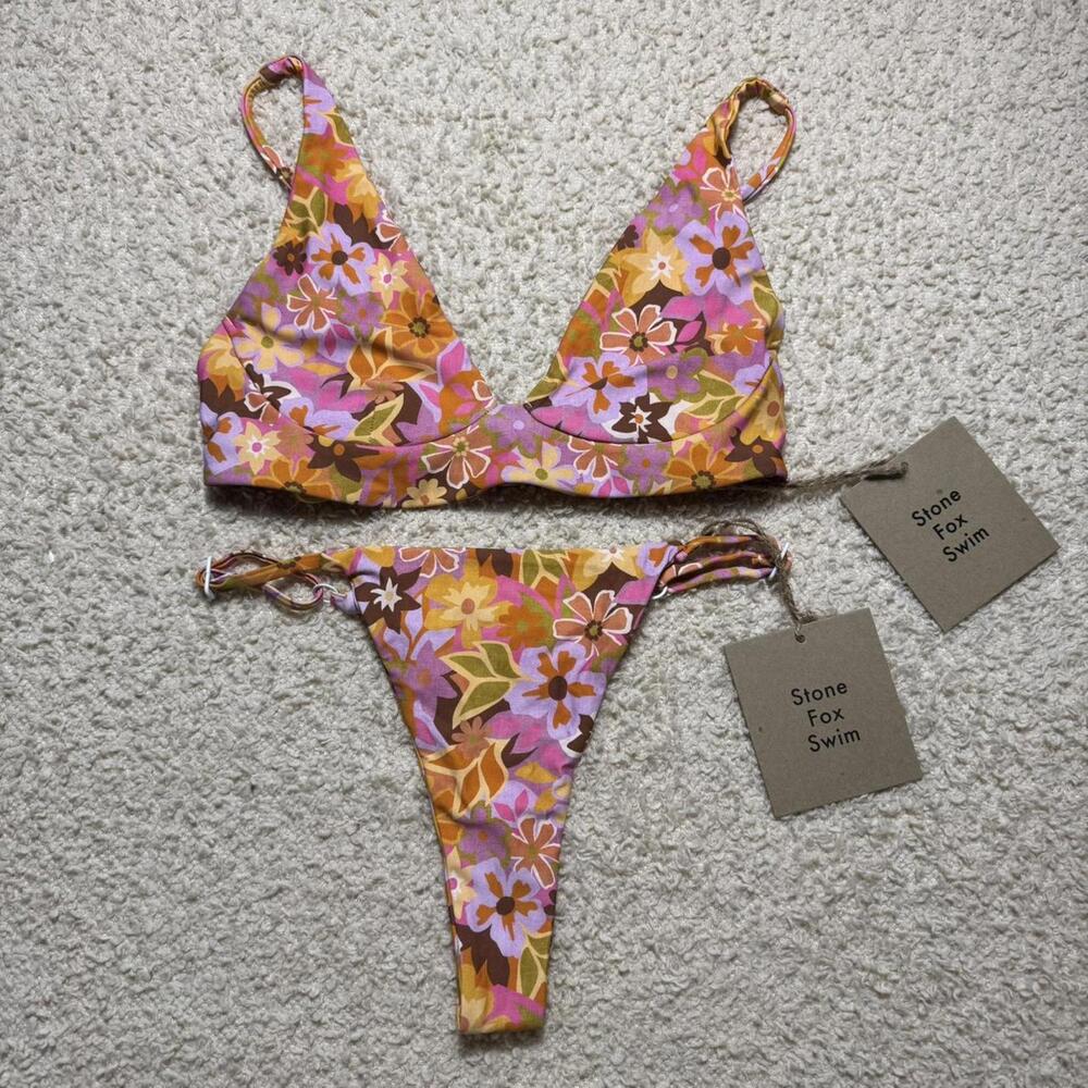 Stone Fox Swim Retro Pop Bikini Two Piece‎ Set SMALL NWT